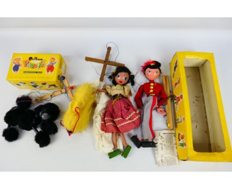 Pelham puppets - A set of 4 Pelham Puppets; 2 in original boxes (Poodle and Fritzi) and 2 unboxed including Douglas finger pu