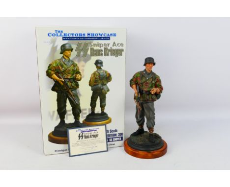 The Collectors Showcase - A boxed 1/6 scale limited edition SS Sniper Ace Hans Krieger figure # CS00375. The figure appears M