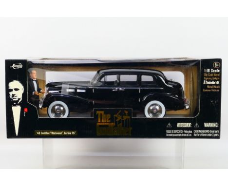 Jada Toys - A boxed 1:18 scale Jada Toys #91670 '40 Cadillac Fleetwood Series 75 from 'The Godfather'. The model appears to b