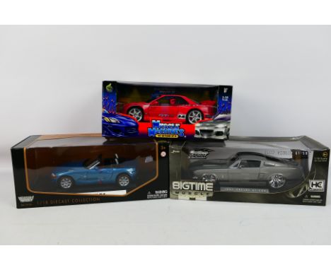 Jada - Motor Max - Muscle Machines - Three boxed 1:18 scale diecast model cars. Lot consists of Jada 'Bigtime Muscle' 1967 Sh