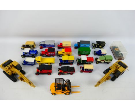 Matchbox - MLift - Brumm - Ertl - A group of mostly unboxed vehicles including 2 x CAT E200B excavators, an Atkinson steam wa