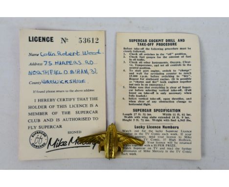 Supercar - Gerry Anderson -  A scarce and highly collectable 'Supercar Pilots Licence and Wing Badge'. The licence which was 