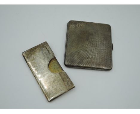 A silver cigarette case having engine turned decoration and monogrammed cartouche, Birmingham 1924, William Neale &amp; Son L