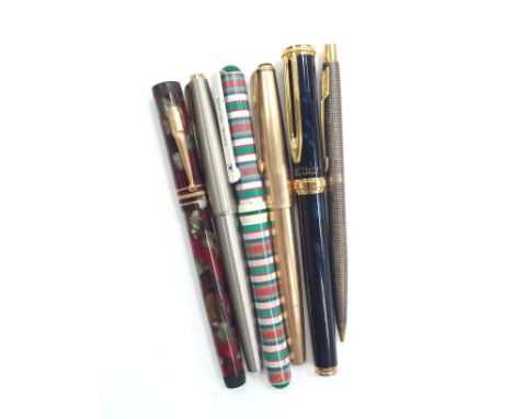 Four vintage and modern fountain pens to include a Mabie Todd Swan L245/62 t/w a sterling silver cased Parker Cecile propelli