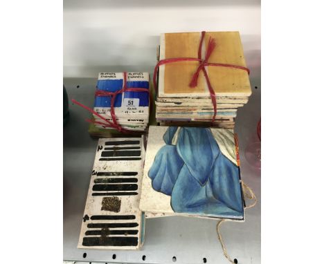 Small quantity of various Poole Pottery painted tile samples.