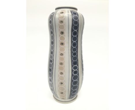 A Poole Pottery Freeform earthenware lamp base, decorated in the PLC design by Gwen Haskins (13 inches).
