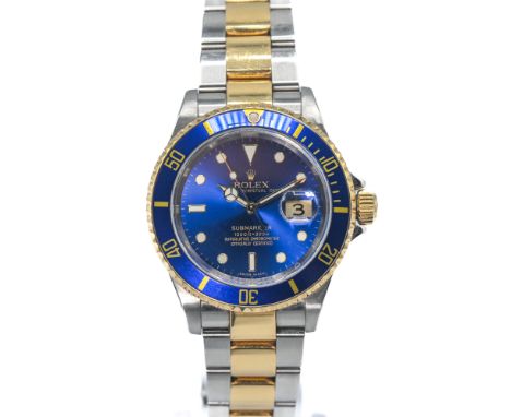 Rolex, a 2007 'bluesy' Submariner, model 16613, bi-metal Oyster Perpetual Date Submariner with blue dial &amp; bezel, bi-meta