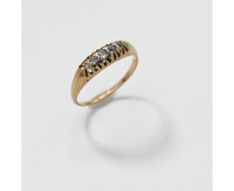 An 18ct yellow gold five stone ring set with old round cut diamonds, 2.71gm, size M.