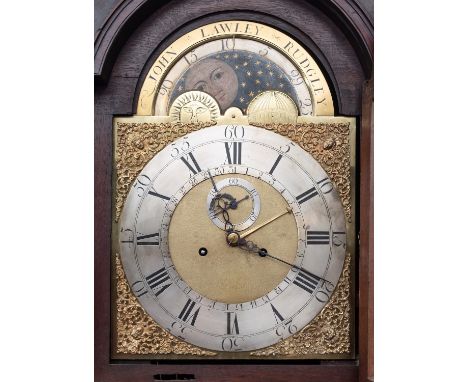 John Lawley, Rudgley a mahogany moon-phase longcase clock the eight-day duration movement striking the hours on a bell with t