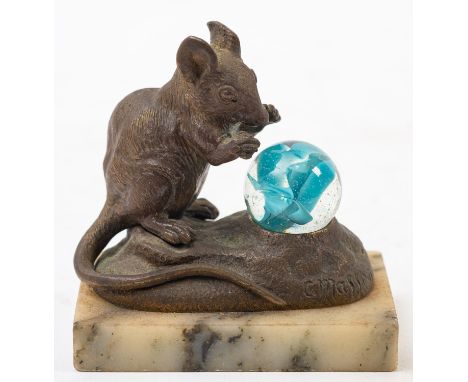 After Clovis Edmond Masson, (French 1838-1913), gilt a bronze model of a mouse, circa 1900; portrayed as standing on its haun