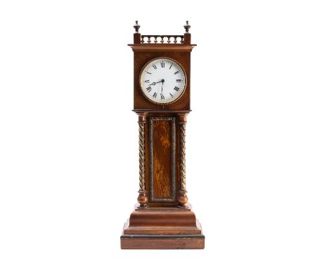A mahogany miniature long case clock the eight-day duration French timepiece movement having a platform cylinder escapement a