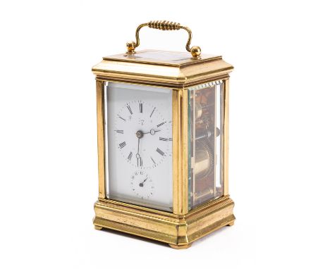 A French Victorian cannalee carriage clock the eight-day duration movement having a replaced platform lever escapement and st