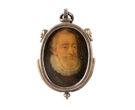 After Frans Pourbus the younger (Flemish, 1569 -1622)A miniature portrait of Henri IV of France -Oil on copper -4.5 x 3.5cm (