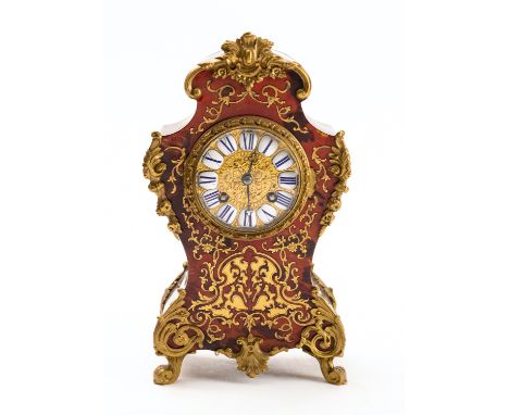 A mid-Victorian French boullework clock the eight-day duration movement striking the hours and half-hours on a bell with the 