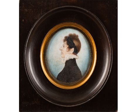 Attributed to William Gosse RA (British, fl. 1830-1840) -Portrait miniature of Sherring Keddle, aged 37 years -Watercolour on