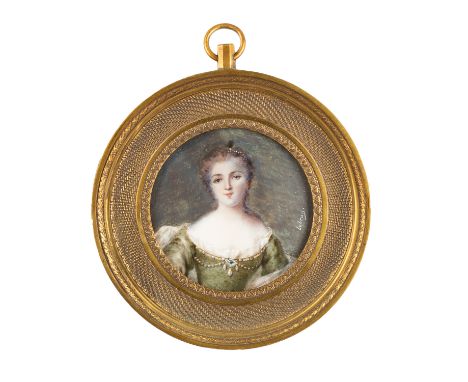 French School, 18th century, perhaps after Jean-Marc Nattier -Portrait miniature of Louise Henriette de Bourbon (1726-1759), 