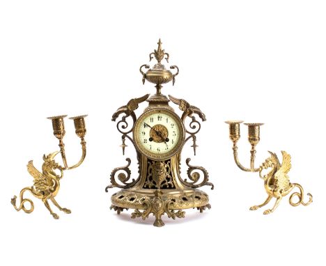 L.P. Japy et Cie a French mantel clock the eight-day duration movement striking the hours and half-hours on a bell with an ou