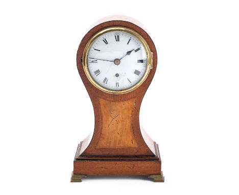 An Edwardian satinwood balloon mantel clock having an eight-day duration single-fusee timepiece movement with an anchor escap