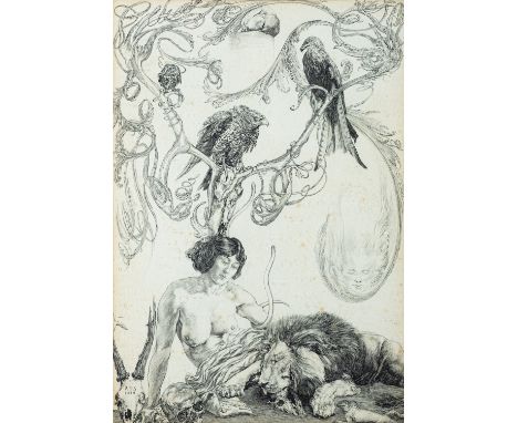 *Austin Osman Spare (British, 1886-1956) - ''The Dwellers at the Gates of Silent Memory' - Pen and ink on paper laid down on 
