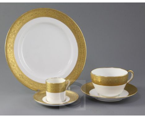 A Spode Copeland's China eighty piece gilt and white tea, dinner and coffee service, pattern no. A453, with rich gilt tooled 