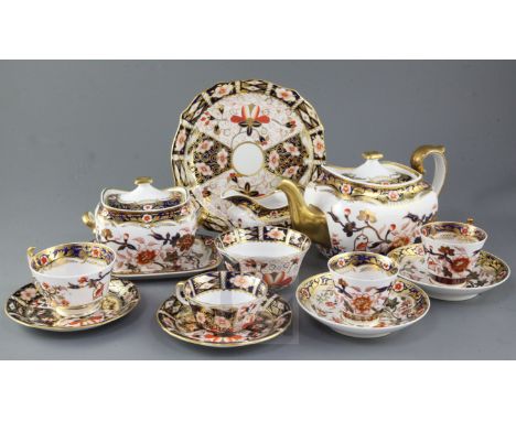 A Spode Imari pattern forty piece tea and coffee set, c.1815-20, each piece decorated in pattern 2093, the cups and saucers o