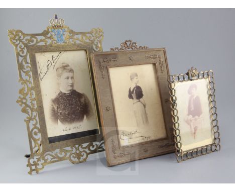 Royal Prussian Interest: A signed photograph of Princess Victorian of Prussia, dated June 21st 1887, in an enamelled ormolu f