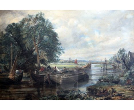 Attributed to John Constable R.A. (1776-1837)watercolourStudy for View on the River Stour, Dedham 1822,18.5 x 27.75in.