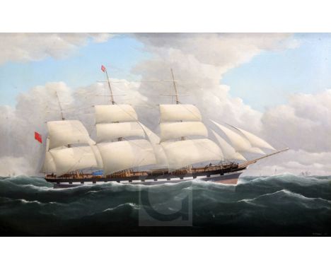 Frederik Tudgay (1841-1921)oil on canvasCity of Corinthsigned and dated 187322.5 x 36.5in.City of Corinth - Iron Sailing Vess
