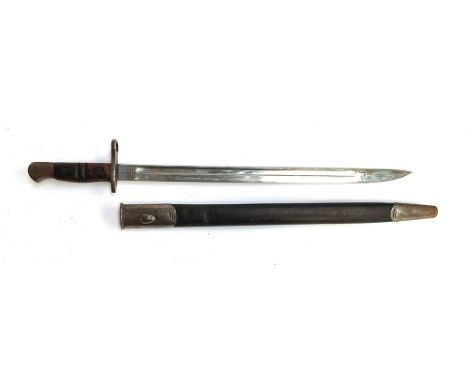 A British 1913 pattern sword bayonet, 17 inch pointed fullered blade stamped for Remington, 1913, 3 16, and other marks, with