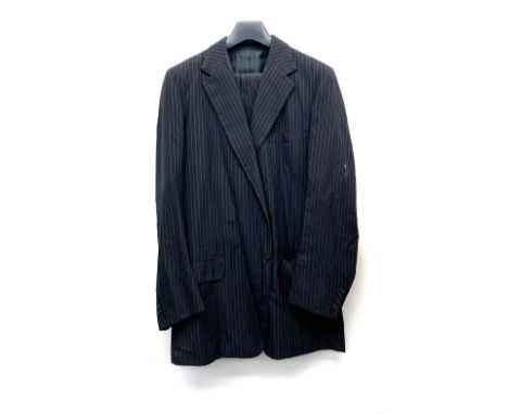 A Davies &amp; Son London 1970s single breasted pinstripe suit, button fly, tunnel top and turnups, approx. 40" chest 