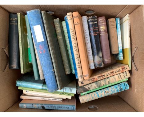 A mixed box of books on sporting pursuits, to include Henry Williamson, 'Salar the Salmon', first edition; other books on fis