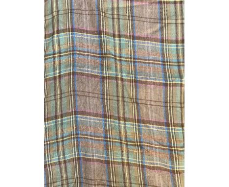 Two unmade curtain lengths of light tartan tweed 
