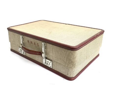 Two vintage Revelation suitcases with check interior, and maroon trim, 66cm wide 