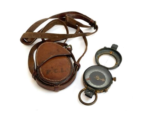 World War I Verners pattern officers military compass, L.F &amp; Co., dated 1916 with crows foot mark, No. 54742, in original