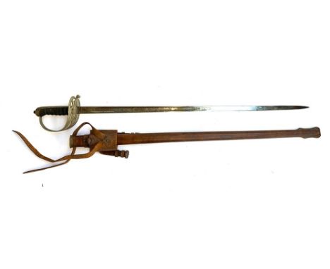 A George V 1845 Pattern Irish Guards Officers Sword by Wilkinson No. 49354, wire bound fish skin covered grip, blade etched w