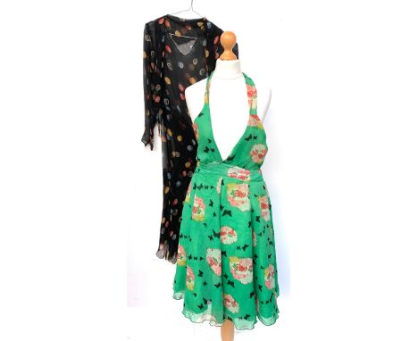 A vintage summer dress with butterflies and flowers, by Max C of London, size M; together with one other 