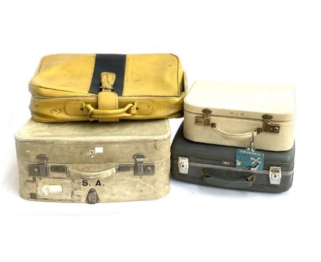A Rev Robe vintage suitcase, 49cmW; together with an Italian yellow and black leather vintage suitcase; with two others small