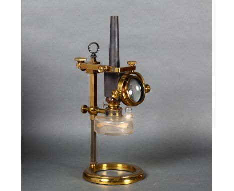 W Watson & Sons Limited, 313 High Holburn, London - a Victorian microscope oil lamp light source, with glass reservoir and st