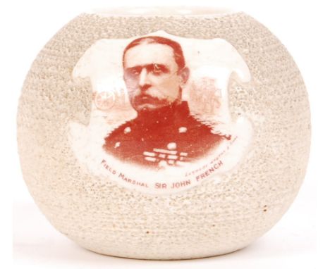 An antique WWI First World War era Moorcroft Burslem made pictorial match strike. Featuring an image of Field Marshal Sir Joh