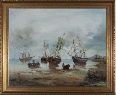Mae Taylor gilt framed oil on board of a seascape, size 39 cm x 49 cm