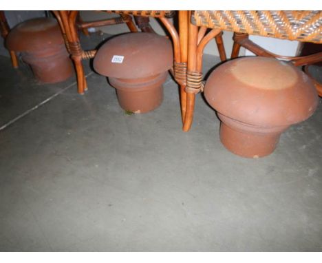Three vintage terracotta chimney pot cappings, COLLECT ONLY.