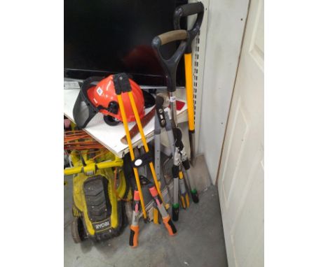 A selection of garden tools.