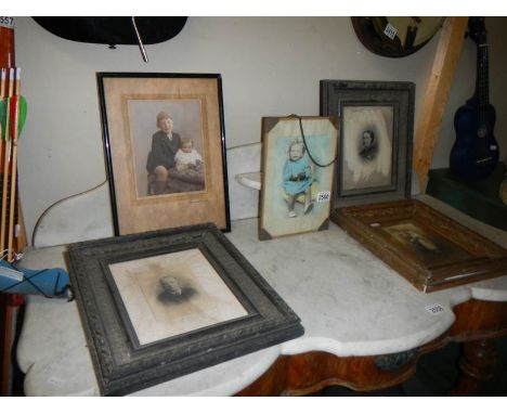 Five vintage framed portrait photographs, COLLECT ONLY.