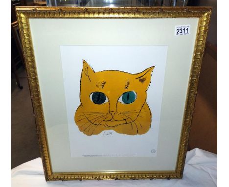 Andy Warhol (1928-1987) Lithographic print of a cat (Sam) , published by Neues New York in association with the Andy Warhol f