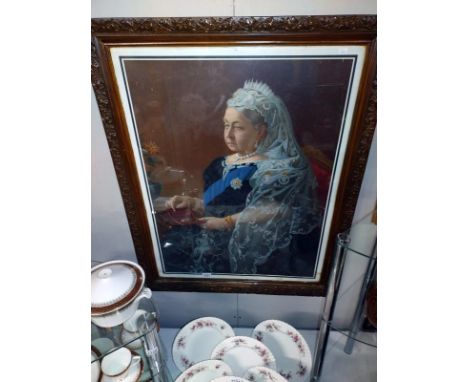 A large framed and glazed early 20th Century print of her majesty, Queen Victoria from a photo by Gunn &amp; Stuart, London. 