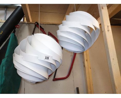 Two modern style light shades and fittings