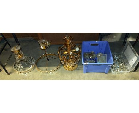 Three vintage chandeliers and parts for spares or restoration