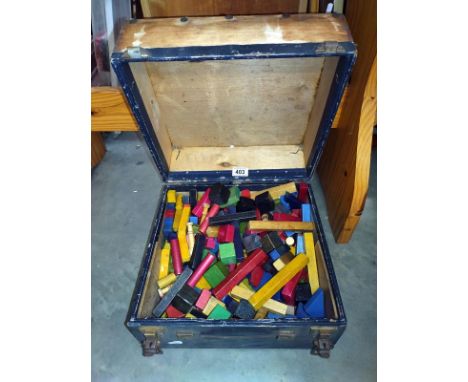 A large quantity of vintage wooden children's building blocks.