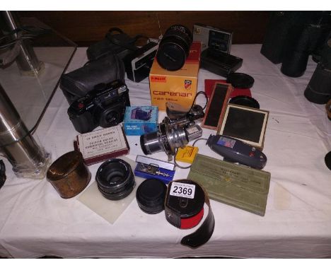 A boxed vintage camera equipment including lenses Canon Sure Shot 35mm etc. 