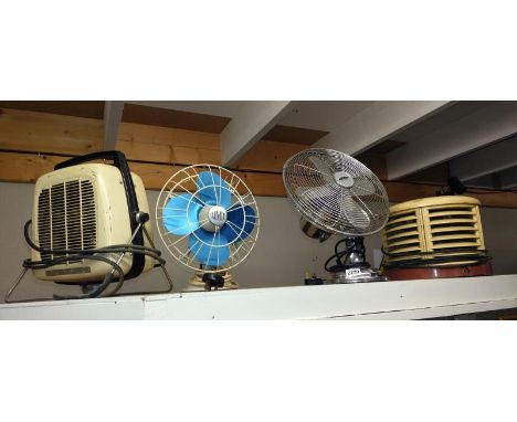 An Art Deco HMV model HSC.2, A GEC A7 heater and a Carlton classic and limit fans.&nbsp;COLLECT ONLY.